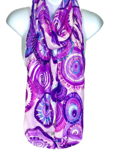 Purple and blue circular printed scarf