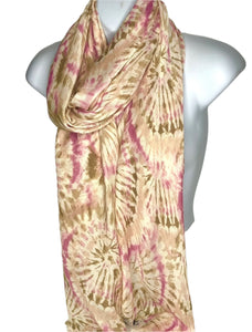 Oatmeal and pink tie dye printed scarf