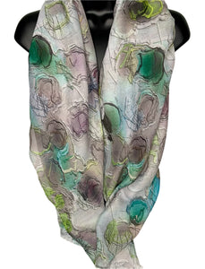 Grey, green and blue abstract printed scarf