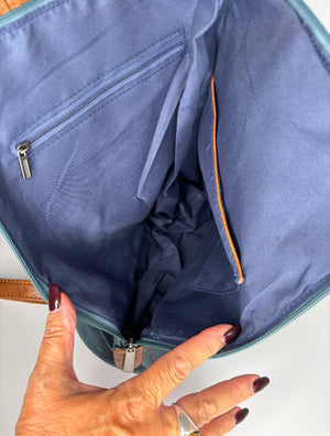 White backpack / cross body bag - made from recycled water bottles - looks just like leather!