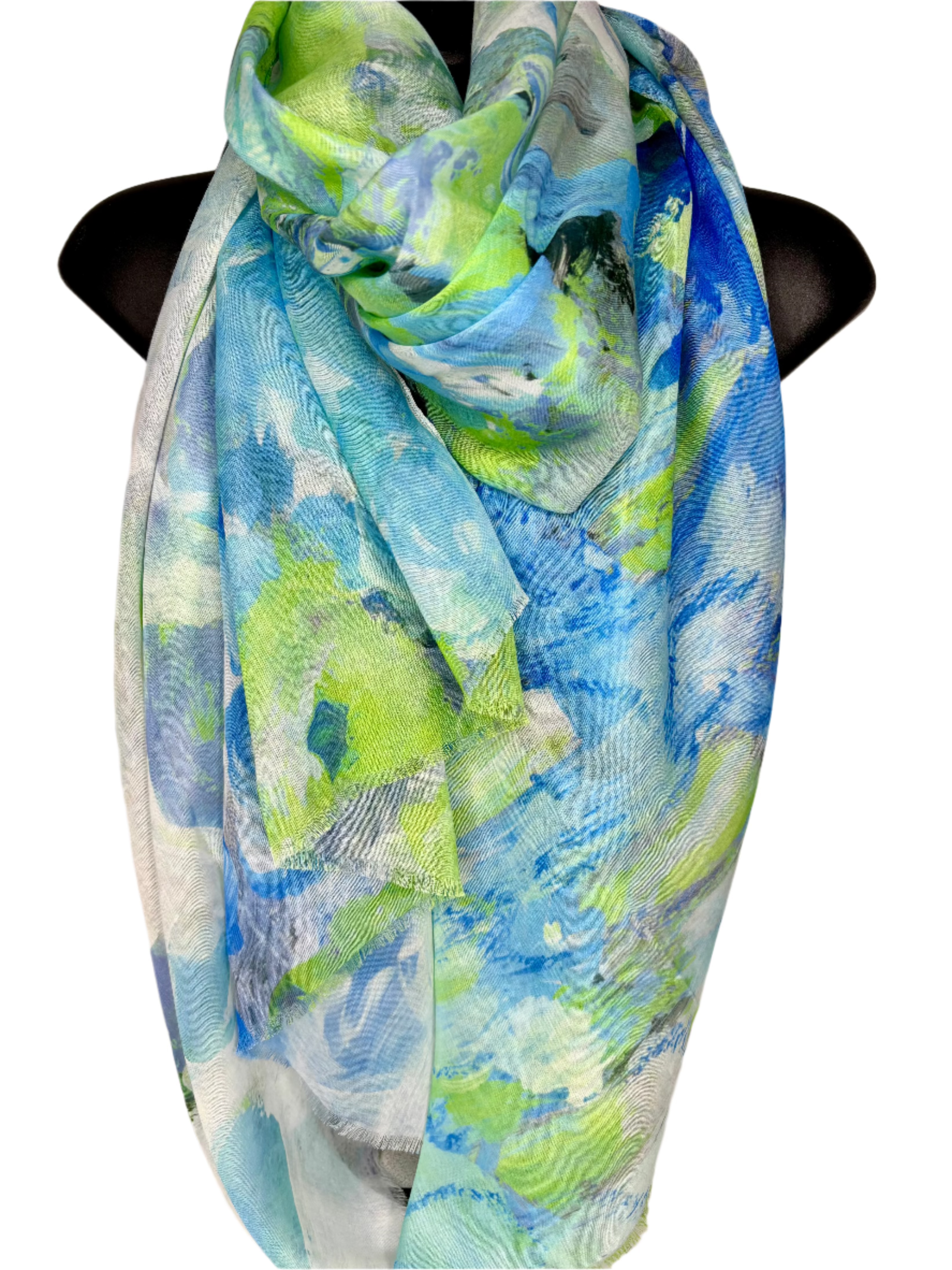 Lime and blue paint splash printed scarf