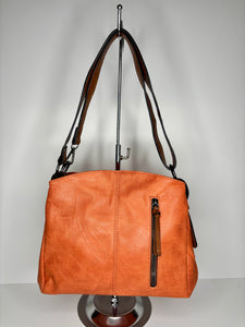 Coral-orange hand/shoulder bag - made from recycled water bottles - just like leather!