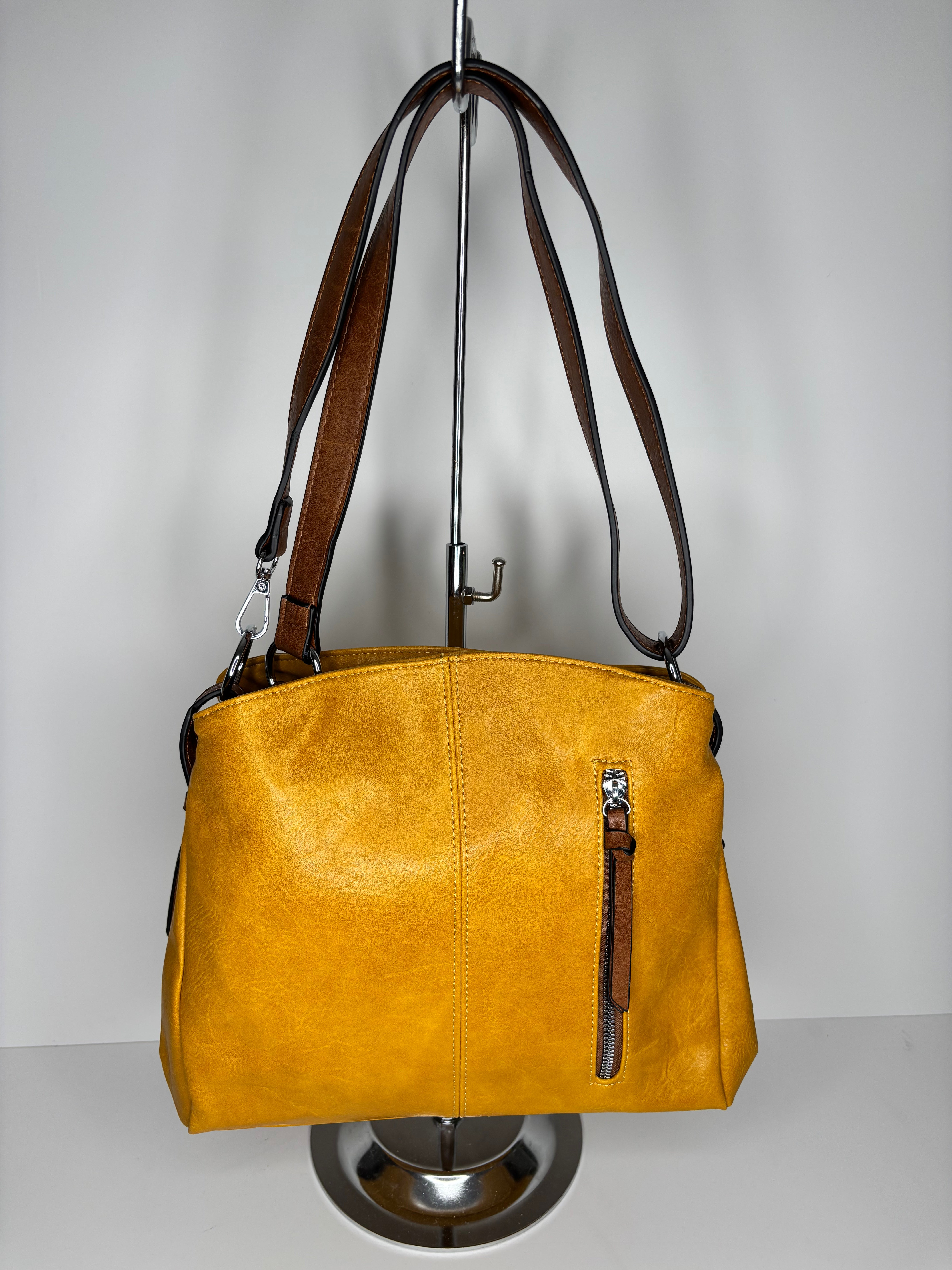 Mustard hand/shoulder bag - made from recycled water bottles - just like leather!
