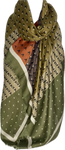 Olive, sage and tan chevron print scarf