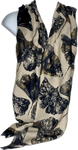 Cream and black gold shimmer ginko leaf print scarf