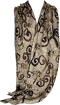 Shades of taupe, gold foil floral printed scarf