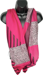 Hot pink, burgundy, black and white cheetah and line printed scarf