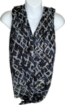 Navy and grey square printed scarf with gold foil