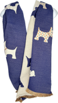 Navy and winter white, reversible embossed scottie dog printed scarf