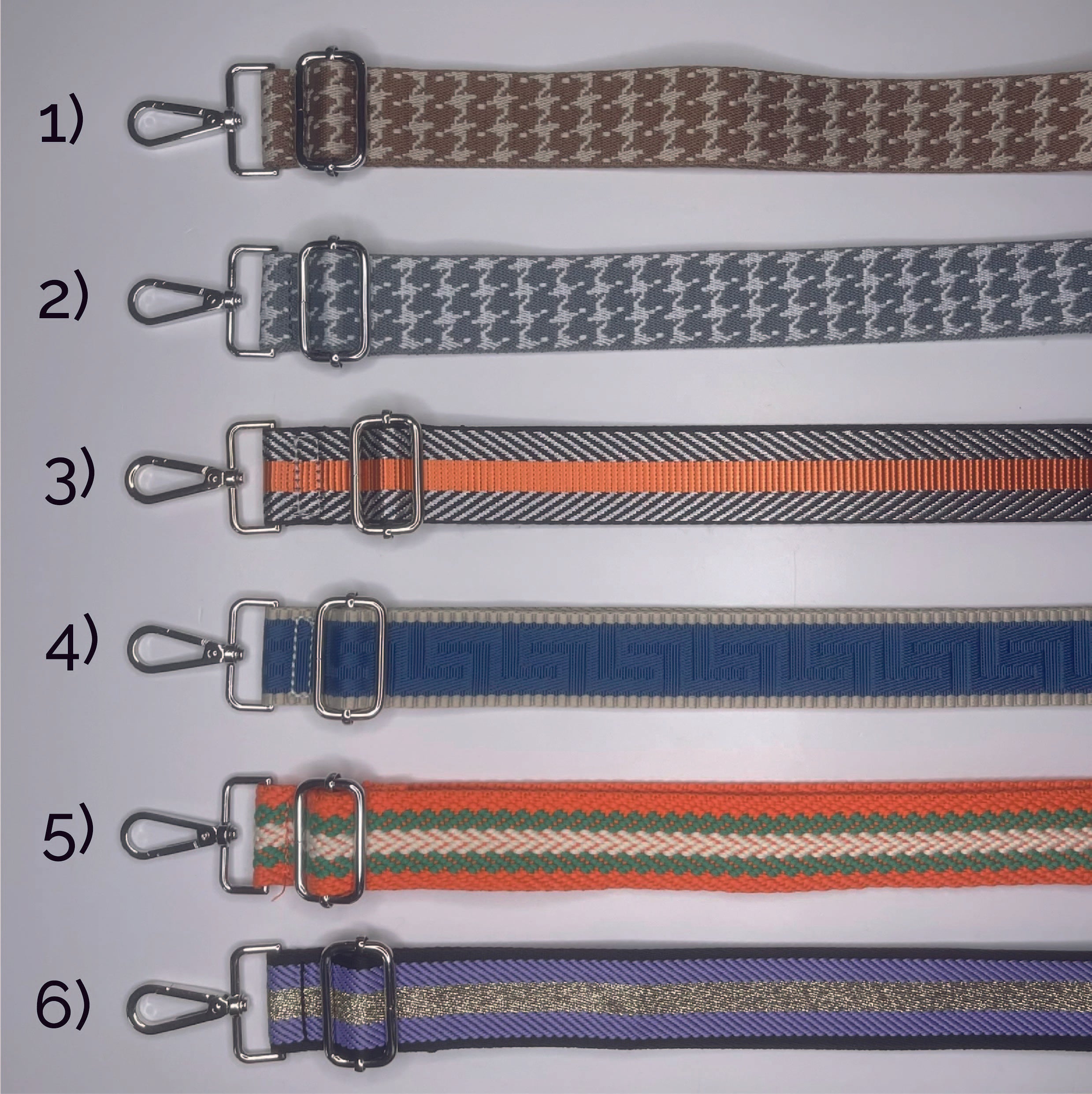 Silver plated adjustable handbag strap - various styles (4)