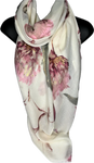 Pink, green and cream thistle floral printed scarf
