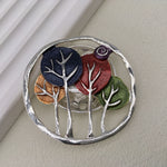 Multicolour open-tree design magnetic brooch and scarf clip