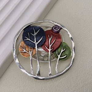 Multicolour open-tree design magnetic brooch and scarf clip