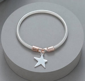 Clasp bracelet with rose gold & silver star pendant