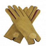 Mustard Gloves with Coloured Fingers