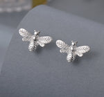 Bumble bee design earrings in silver tone