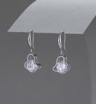 Cubic zirconia diamanté drop heart design earrings in silver tone