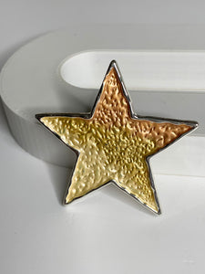 Magnetic brooch & scarf clip - 'star' design in shades of shiny silver, matte yellow, matte mustard and dark matte yellow