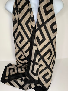 Black and cream pattern scarf